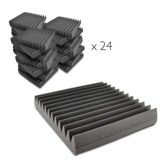 Pyle - PSI18 , Sound and Recording , Sound Isolation - Dampening , Sound Panel Soundproofing Studio Foam Acoustic Recording Wedge Panels, Isolation, Absorption, Audio Dampening Wall Tiles (24 Pieces) 12'' x 12'' Squares