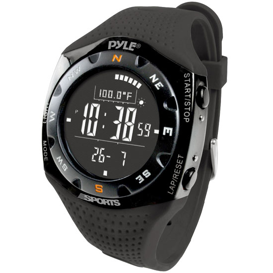 Pyle - PSKIW25BK , Sports and Outdoors , Watches , Ski Master V Professional Ski Watch w/ Max. 20 Ski Logbook, Weather Forecast, Altimeter, Barometer, Digital Compass,Thermometer (Black Color)