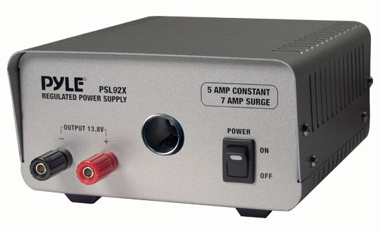 Pyle - PSL92X , On the Road , Power Supply - Power Converters , 5 Amp Linear Power Supply AC/DC With Cigarette Lighter Port