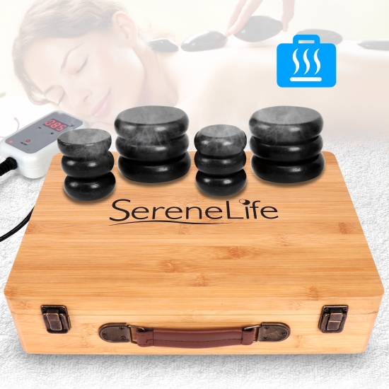 Pyle - PSLMSGST65 , Health and Fitness , Therapeutic , Hot Stone Massage Kit - Portable Heated Rock Massaging Therapy System