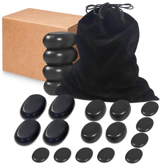 Pyle - PSLMSTN33 , Home and Office , Therapeutic , 20 Pcs. Hot Massage Stones with Traveling Bag and Small Brown Box