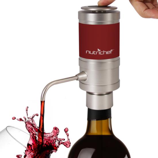 Pyle - PSLWPMP50.5 , Kitchen & Cooking , Kitchen Tools & Utensils , Electric Wine Aerator Dispenser Pump - Portable and Automatic Bottle Breather Tap Machine - Air Decanter Diffuser System for Red and White Wine w/ Unique Metal Pourer Spout - NutriChef PSLWPMP50