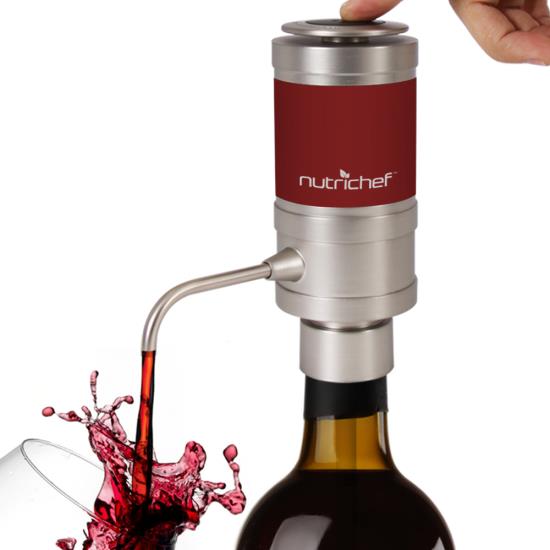 Pyle - PSLWPMP50.5 , Kitchen & Cooking , Kitchen Tools & Utensils , Electric Wine Aerator Dispenser Pump - Portable and Automatic Bottle Breather Tap Machine - Air Decanter Diffuser System for Red and White Wine w/ Unique Metal Pourer Spout - NutriChef PSLWPMP50