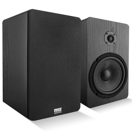 Pyle - PSMSP6 , Sound and Recording , SoundBars - Home Theater , 6.5'' Home Theater Wooden Bookshelf Speakers - Wall-Mountable with 0.75'' Silk Dome Tweeter and Aluminum Voice Coils, Pair (Black)