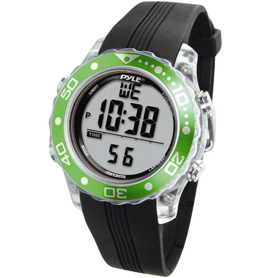 Pyle - PSNKW30GN , Sports and Outdoors , Watches , Gadgets and Handheld , Watches , Waterproof Underwater Snorkeling & Diving Multi-Function Water Sport Wrist Watch with Dive Mode, Chronograph, Stopwatch, Water Temperature, Dive Depth & Duration (Green Color)