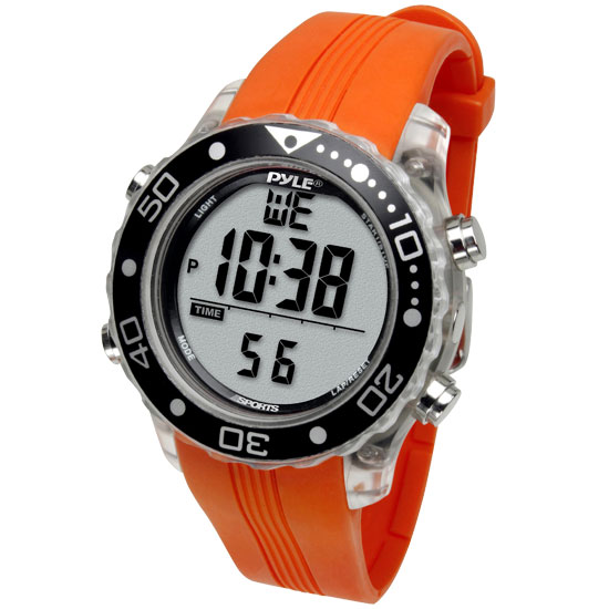 Pyle - PSNKW30O , Sports and Outdoors , Watches , Gadgets and Handheld , Watches , Waterproof Underwater Snorkeling & Diving Multi-Function Water Sport Wrist Watch with Dive Mode, Chronograph, Stopwatch, Water Temperature, Dive Depth & Duration (Orange Color)