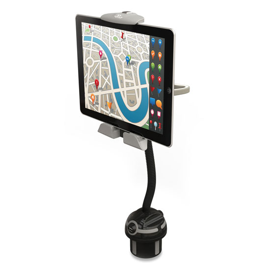 Pyle - PSPAD25 , Musical Instruments , Mounts - Stands - Holders , Sound and Recording , Mounts - Stands - Holders , Universal iPad, Kindle, Nexus, Astro, Galaxy Tablet eReader Device  Car Mount Stand and Cup Holder Attachment with Adjustable, Flexible, Rotating Arm, (2) USB Ports for Charging