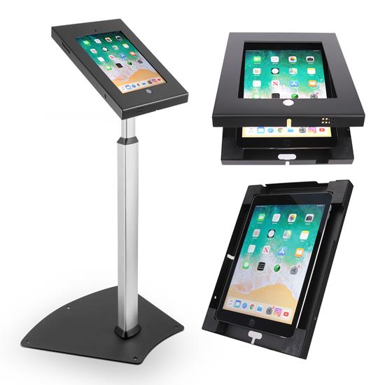 Pyle - PSPADLK55 , Musical Instruments , Mounts - Stands - Holders , Sound and Recording , Mounts - Stands - Holders , Tamper-Proof Anti-Theft iPad Kiosk Safe Security Public Floor Stand, Holder, Public Display Case with Adjustable Height & Cable Management (Compatible with iPads 2/3/4/Air)
