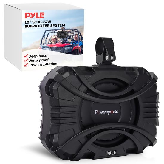 Pyle - PSSUB101 , On the Road , Vehicle Subwoofers , 10" Shallow Subwoofer System with 400 Watts Marine & Powersports, Featuring Quick-Mount Design Specifically Engineered for UTVs and Boats