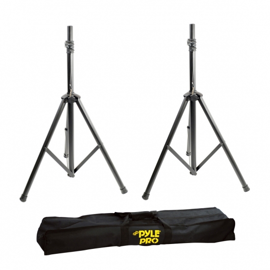 Pyle - pstk103 , Musical Instruments , Mounts - Stands - Holders , Sound and Recording , Mounts - Stands - Holders , Stage & Studio DJ Speaker Stands - Pro Audio PA Loudspeaker Stand Kit with Storage Bag, Height Adjustable (8’+ ft. Extra Tall)