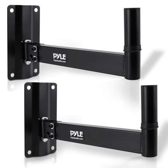 Pyle - pstnd6 , Musical Instruments , Mounts - Stands - Holders , Sound and Recording , Mounts - Stands - Holders , Dual Universal Adjustable Wall Mount Speaker Bracket Stand Holders with Swivel/Angle Adjustment