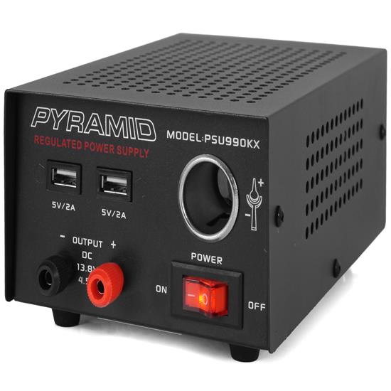 Pyle - PSU990KX.5 , Home and Office , Power Supply - Power Converters , Bench DC Power Supply - AC-to-DC Power Converter with Dual USB Charge Ports, Car Cigarette Lighter Plug (4.5 Amp)