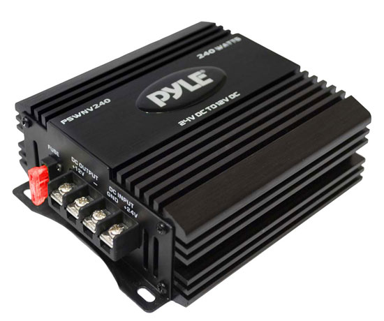 Pyle - PSWNV240 , Home and Office , Power Supply - Power Converters , On the Road , Power Supply - Power Converters , 24V to 12V Power Step-Down - Vehicle DC Power Supply Converter, 240 Watt (For 24V Car/Truck, Van, Bus, Trailer, RV)