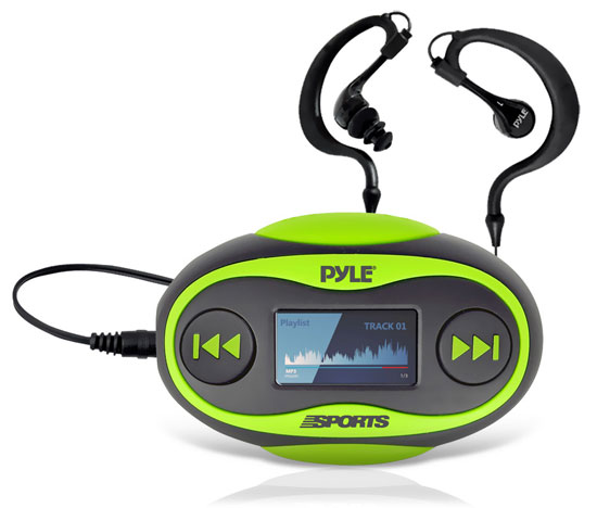Pyle - PSWP25GR , Gadgets and Handheld , Headphones - MP3 Players , Sound and Recording , Headphones - MP3 Players , 4GB Waterproof MP3 Player/FM Radio with Pedometer, Stop Watch, LCD Display and Included Waterproof Headphones (Green Color)