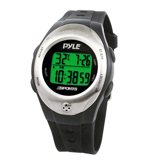 Pyle - PSWTHM15BK , Sports and Outdoors , Watches , Thermo Watch w/ Thermometer, Chronograph, Countdown Timer (Black Color)