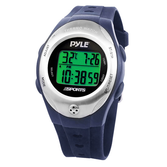 Pyle - PSWTHM15BL , Sports and Outdoors , Watches , Gadgets and Handheld , Watches , Thermo Watch w/ Thermometer, Chronograph, Countdown Timer (Blue Color)