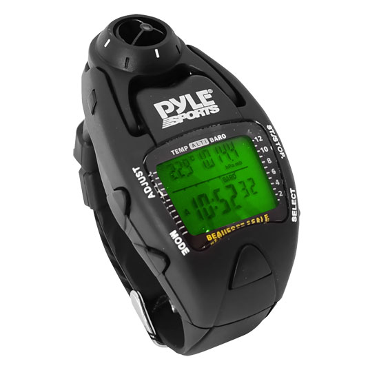 Pyle - PSWWM90BK , Sports and Outdoors , Watches , Gadgets and Handheld , Watches , Wind Speed Meter w/ Wind Chill Temp., Altimeter, Barometer, Compass, 10 Laps Chronograph Memory, Yacht Timer (Black Color)