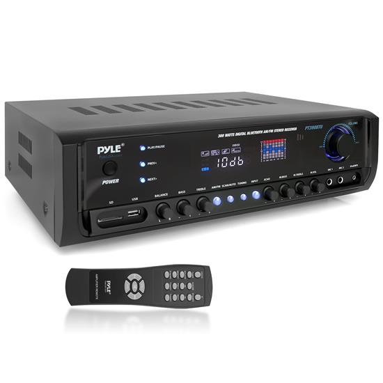 Pyle - UPT390BTU , Sound and Recording , Amplifiers - Receivers , Digital Home Theater Bluetooth Stereo Receiver, Aux (3.5mm) Input, MP3/USB/SD/AM/FM Radio, (2) Mic Inputs, 300 Watt