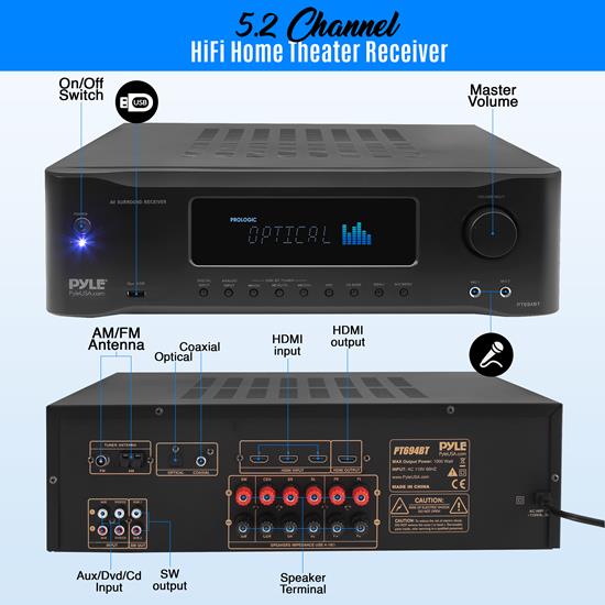 Pyle CAPT694BT Home and Office Amplifiers Receivers Sound