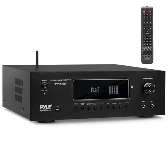Pyle - PT696BT.7 , Sound and Recording , Amplifiers - Receivers , Wireless BT Streaming Home Theater Receiver - 5.2-Ch Surround Sound Stereo Amplifier System with 4K Ultra HD Support, HDMI/MP3/USB/AM/FM Radio (1000 Watt MAX)