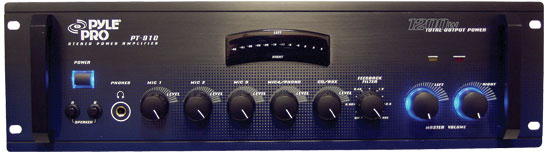 Pyle - pt910 , Sound and Recording , Amplifiers - Receivers , 19'' Rack Mount 1200 Watt Stereo Power Amplifier/Mixer w/ 70V Output