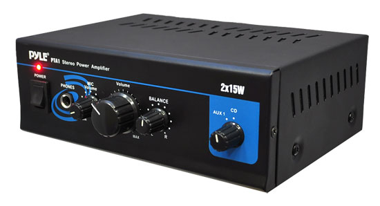 Pyle - pta1 , Sound and Recording , Amplifiers - Receivers , Mini 2 X 15 Watt Stereo Power Amplifier with AUX, CD & Mic Inputs