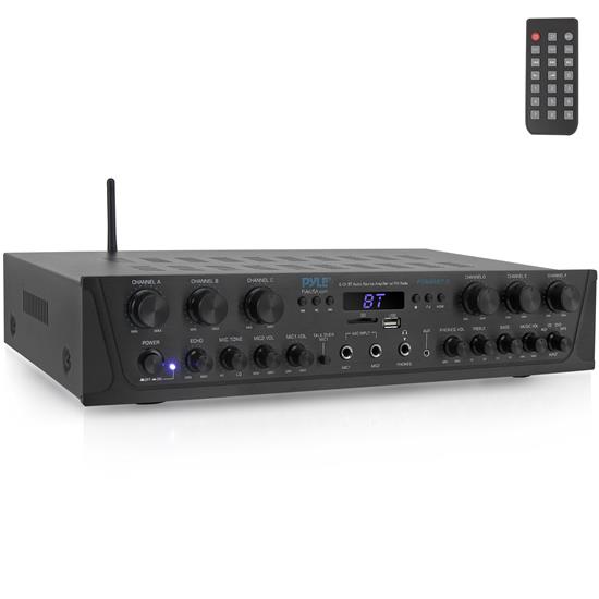 Pyle - CA-PTA66BT.5 , Sound and Recording , Amplifiers - Receivers , Bluetooth Audio Power Amplifier - 6-Ch Desktop Stereo Receiver System with FM Radio, MP3/USB/SD/AUX Playback (600 Watt)