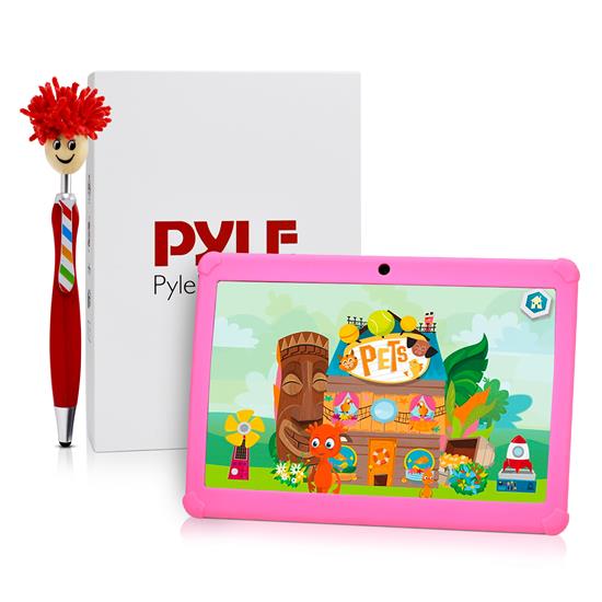 Pyle - PTBKD10PN , On the Road , Headrest Video , 10.1" Full HD Tablet for Kids - 1080p full HD display, Quad-Core Processor 2GB+32GB Storage Tablet, 2GB RAM, 2+5MP Camera, Long Battery Life (Pink)