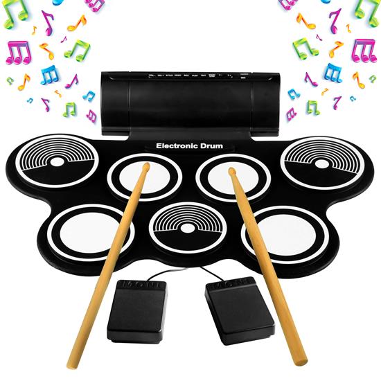 Pyle - UPTEDRL14 , Musical Instruments , Drums , Electronic Drum Kit - Compact Drumming Machine, MIDI Computer Connection, Quick Setup Roll-Up Design (Mac & PC Compatible)