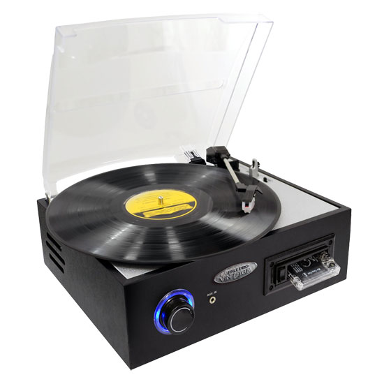 Pyle - pttc4u , Musical Instruments , Turntables - Phonographs , Sound and Recording , Turntables - Phonographs , Record Player Turntable With MP3 Recording, USB-to-PC Connection, Cassette Tape Playback
