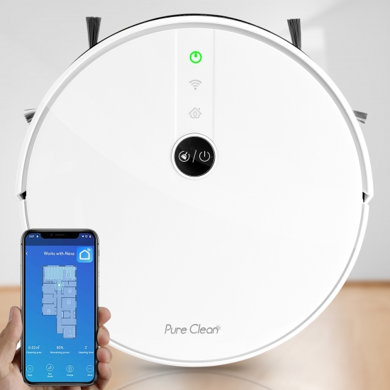 Pyle - PUCRC455 , Home and Office , Robot Vacuum Cleaners , Smart Robot Vacuum - Digital Robot Cleaning Vacuum with WiFi App and Wireless Remote Control
