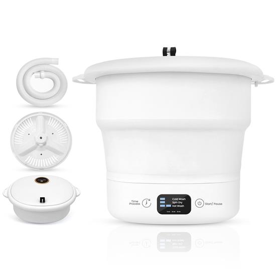 Pyle - PUCWM44.6 , Home and Office , Vacuums - Steam Cleaners , Portable Mini Washing Machine Bucket Washer for Clothes Laundry, Lightweight and Easy to Bring for Camping, RV, Travel, Small Spaces, Folding (White)