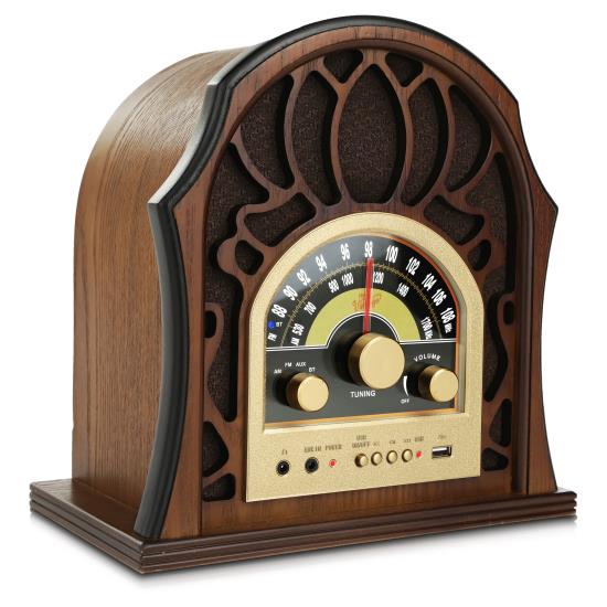 Pyle - AZPUNP37BT , Home and Office , Alarm Clock Radios - Plug-in Speakers , Vintage Style Bluetooth Radio - Classic Design Stereo Speaker System