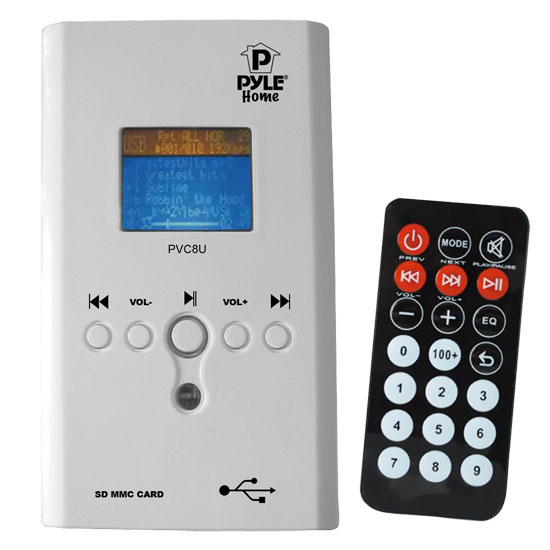 Pyle - PVC8U , Home and Office , Wall Plates - In-Wall Control , In-Wall Streaming Music Amplifier with iPod/MP3 Player Input, USB/SD Card Readers & LCD Display
