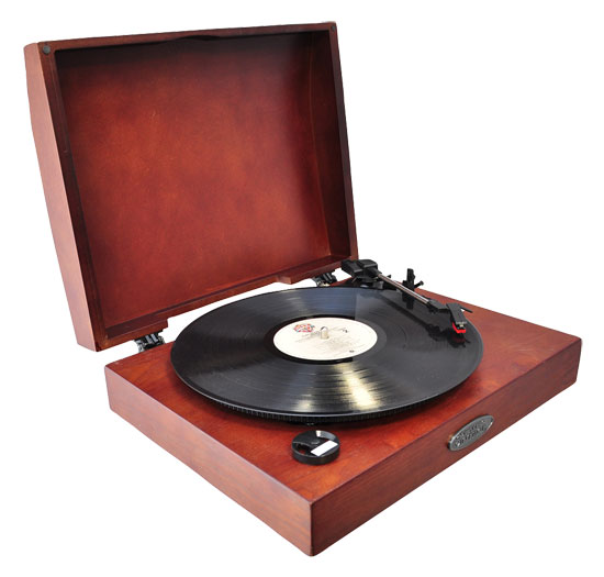 Pyle - PVNTT1R , Sound and Recording , Turntables - Phonographs , Classic Retro USB Phonograph/Turntable With Aux-Input Jack (Mahogany)