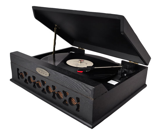 Pyle - pvntt6umb , Sound and Recording , Turntables - Phonographs , Retro Vintage Classic Style Turntable Vinyl Record Player with USB Computer Recording (Black)