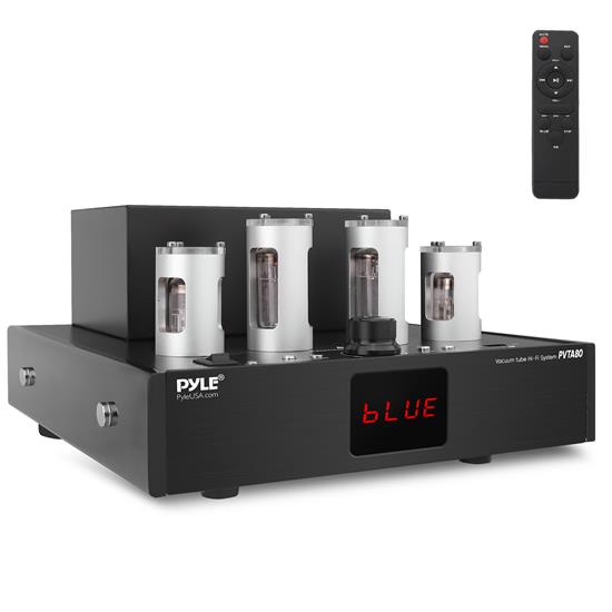 Pyle - PVTA80 , Sound and Recording , Amplifiers - Receivers , Bluetooth Tube Amplifier Stereo Receiver - 4 Vacuum Tube Power Amp, Built-in USB Playback, LED Display, Multimedia Disc Inputs(L/R), Subwoofer Output, 500 Watts
