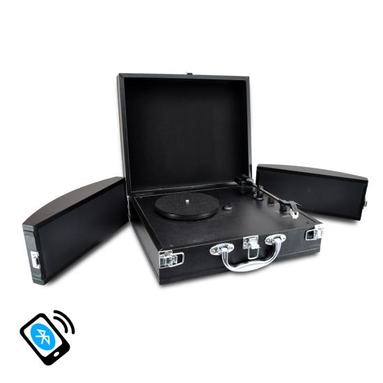 Pyle - PVTTBT8BK , Sound and Recording , Turntables - Phonographs , Bluetooth Classic Vinyl Record Player Turntable with Vinyl to MP3 Recording, Aux Input, RCA Output, Built-in Rechargeable Battery & Fold-Out Speakers