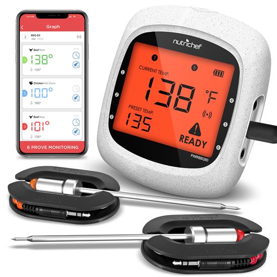 Pyle - PWIRBBQ80 , Kitchen & Cooking , BBQ & Grilling , Bluetooth Wireless BBQ Digital Thermometer