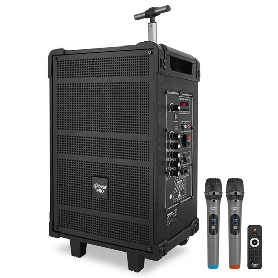 Pyle - PWMA1099A , Sound and Recording , PA Loudspeakers - Cabinet Speakers , 10'' Portable Wireless BT Streaming PA Speaker System, Built-in Rechargeable Battery, Wireless Microphone, USB/Micro SD/FM, 60 Watt