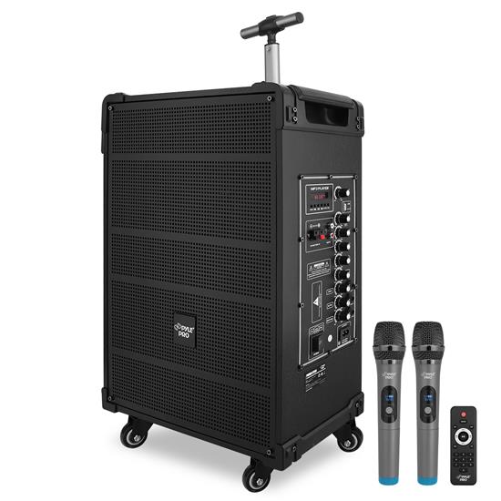 Pyle - PWMA1299A , Sound and Recording , PA Loudspeakers - Cabinet Speakers , 12'' Portable Wireless BT Streaming PA Speaker System, Built-in Rechargeable Battery, Wireless Microphone, USB/Micro SD/FM, 80 Watt