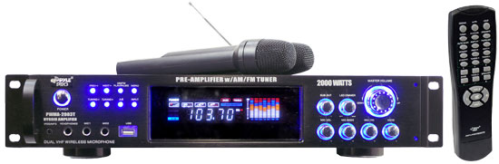 Pyle - pwma2003t , Sound and Recording , Amplifiers - Receivers , 2000 Watts Hybrid Home Stereo Receiver Amplifier W/AM-FM Tuner/USB/Dual Wireless Mic