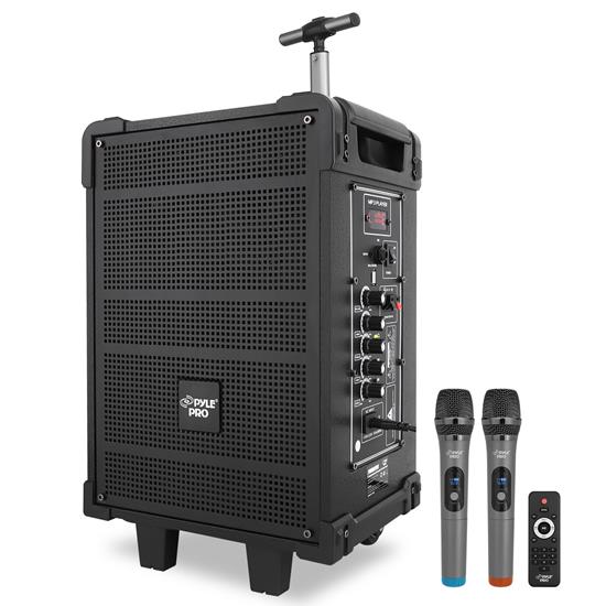 Pyle - PWMA899A , Sound and Recording , PA Loudspeakers - Cabinet Speakers , 8'' Portable Wireless BT Streaming PA Speaker System, Built-in Rechargeable Battery, Wireless Microphone, USB/Micro SD/FM, 35 Watt