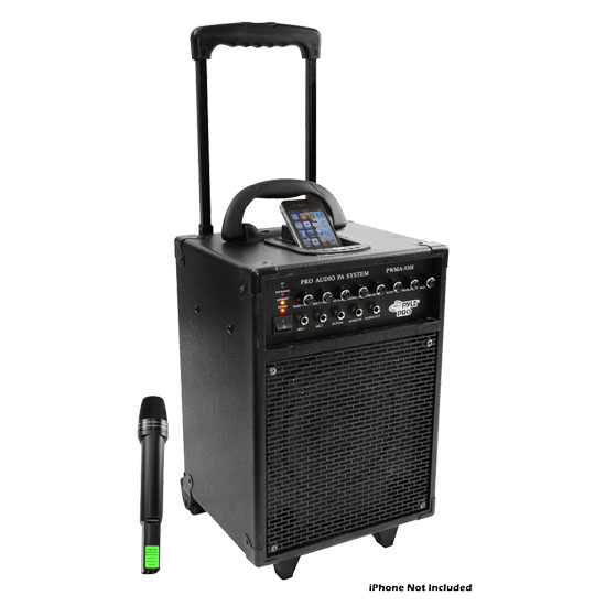 Pyle - PWMA930I , Sound and Recording , PA Loudspeakers - Cabinet Speakers , 600 Watt VHF Wireless Portable PA System/Echo W/Ipod Dock