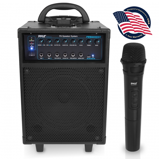 Pyle - PWMA930IBT , Sound and Recording , PA Loudspeakers - Cabinet Speakers , Wireless Portable Bluetooth PA Speaker System, Built-in Rechargeable Battery, Wireless Microphone, 30-Pin iPod Dock, 600 Watt