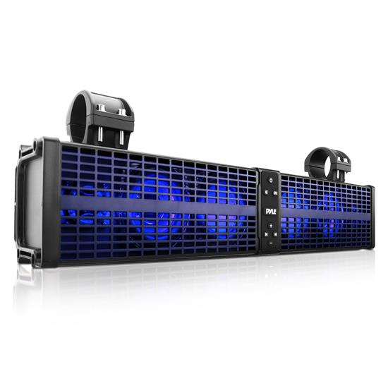 Pyle - PWPSB2403 , Sound and Recording , SoundBars - Home Theater , 24” Powered ATV/UTV Soundbar System – Built-in Class D Stereo Power Amplifier with Wireless BT Streaming and LED Lights