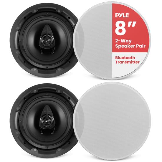 Pyle - CA-PWRC85BT , Sound and Recording , Home Speakers , Dual 8" In-Wall / In-Ceiling Bluetooth Speaker System - 2-Way Full Range Stereo Speakers with Wireless Streaming Ability, Magnetic Grill (360 Watt)