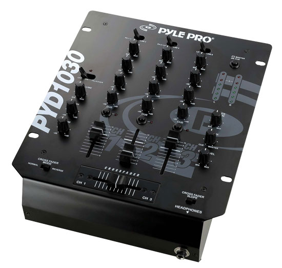 Pyle - pyd1030 , Sound and Recording , Mixers - DJ Controllers , 10'' 3-Channel Professional Mixer