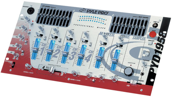 Pyle - PYD1958 , Sound and Recording , Mixers - DJ Controllers , 19'' Rack Mount 4CH Professional Mixer with Digital Sampler