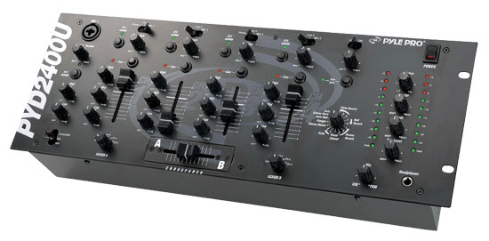 Pyle - PYD2400U , Sound and Recording , Mixers - DJ Controllers , 19'' Rack Mount 4-Channel Professional Mixer with EFX